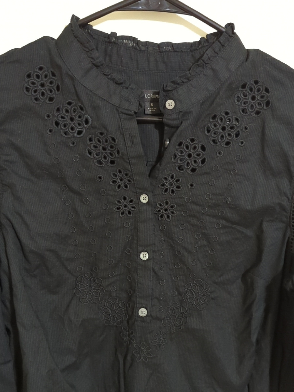 J.Crew Ruffle-Sleeve Top with Embroidered Eyelet - Picture 7 of 9
